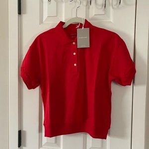 Everlane Red The Oversized Polo Top Shirt Size Small New with Tags